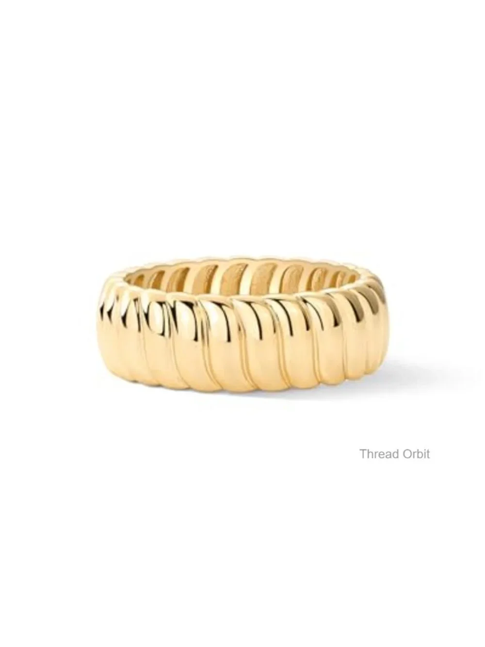 14K Gold Plated Chunky Statement Ring, Wide Stackable Band for Women
